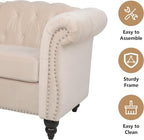 AVZEAR Chesterfield Loveseat, Modern Velvet Sofa Tufted Couch 2 Seater - Image 3