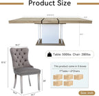 Henf 63"-79" Dining Table Set for 6, 7 Pieces Extendable Dining Table and 6 - Image 7