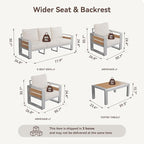 Aoxun Aluminum Patio Furniture Set, 5 Seats Luxury Metal Patio Conversation Sets - Image 2
