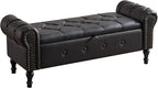Storage Bench for Bedroom, Faux Leather 51" End of Bed Bench, Queen Size Bench - Image 9
