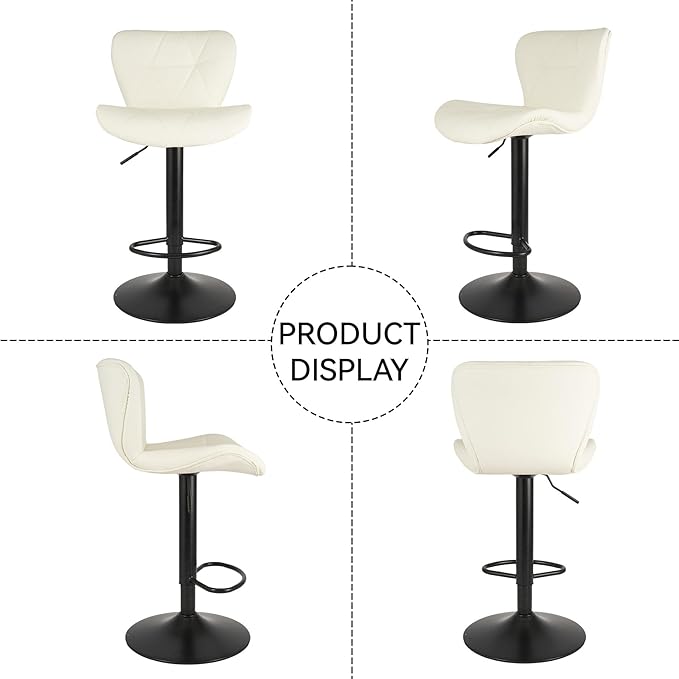 Nalupatio Modern Bar Stools Set of 2, Adjustable Faux Leather Upholstered - Image 7
