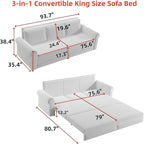 3 in 1 Convertible Sleeper Sofa Bed, 93.7" King Size Sofa Sleeper - Image 2