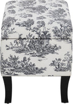 Linon Stephanie Black and White Toile Fully Upholstered Bench - Image 11