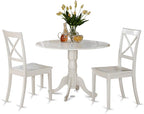East West Furniture DLBO3-WHI-W 3 Piece Dining Room Table Set Contains a Round by EastWestFurniture