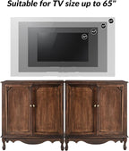 Solid Wood Sideboard with Adjustable Feet, 2 Shelves Storage Accent Cabinet - Image 8