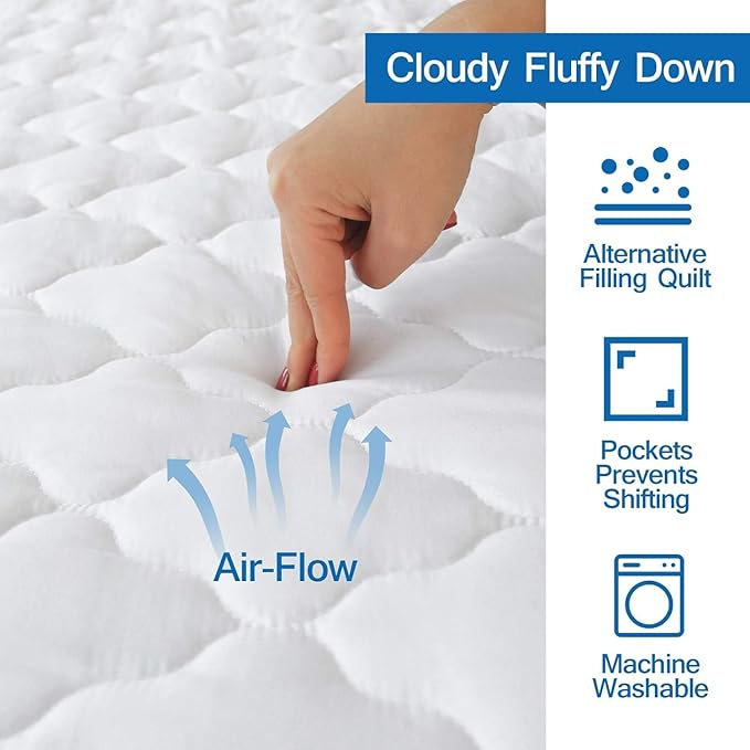Short King RV Mattress Pad Waterproof Mattress Protector, Quilted RV Short King - Image 2