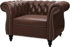 Mid-Century Sofa Chair, Faux Leather Accent Chair - Image 7