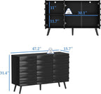 Fluted Storage Unit Cabinet, Modern Black Console Cabinets - Image 2