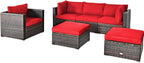 Tangkula 6 Pieces Wicker Patio Furniture Set, PE Rattan Outdoor Sectional - Image 9