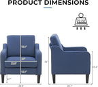 VINGLI Modern Accent Chairs Set of 2, Upholstered Sofa Chair Reading Chair - Image 2