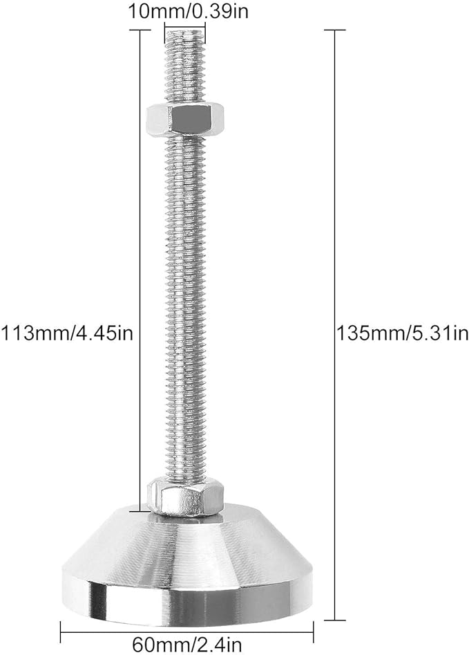 4PCS Heavy Duty Leveling Feet M10 Adjustable Furniture Leveling Screw Leg - Image 2