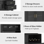 Bar Cabinet for Home with LED Light, Coffee Bar Cabinet with Wine & Glass Rack - Image 4
