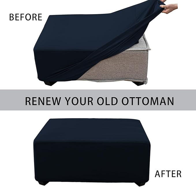 Super Stretch Ottoman Cover- Soft Form Fit Ottoman Cover Rectangular Ottoman - Image 4