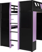 Full Size Wood Loft Bed with Built-in Workstation, Smart Storage, RGB Lighting - Image 8