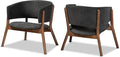 Baxton Studio Baron Mid-Century Modern Dark Grey Fabric Upholstered and Walnut by BaxtonStudio