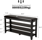 AQIMUELE Shoe Bench with Leather Cushion, 3 Tiers Shoe Storage Bench Height - Image 2