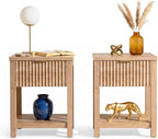 Fluted Night Stand with Golden Handle, Bedside Table with Storage Shelf by TROJMHome