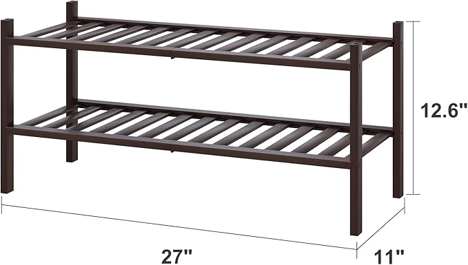 viewcare 2-Tier Shoe Rack for Entryway, Bamboo Shoe Rack for Closet, Free - Image 3