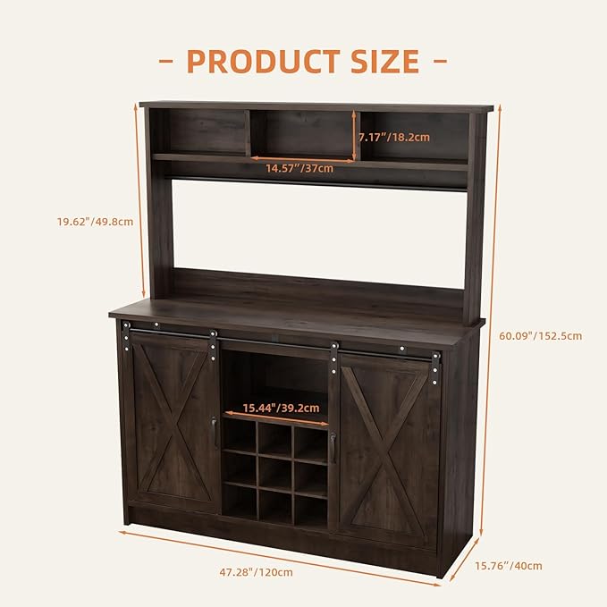 4ever2buy Farmhouse Coffee Bar Cabinet - Image 2