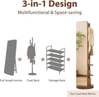 WoodsWhisper Full Length Mirror Coat Rack Solid Wood Floor Mirror 70"x16" Full - Image 5