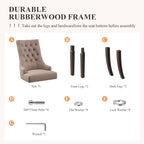 COLAMY Fabric Side Dining Chairs Set of 6, Wingback Upholstered Dining Room - Image 6