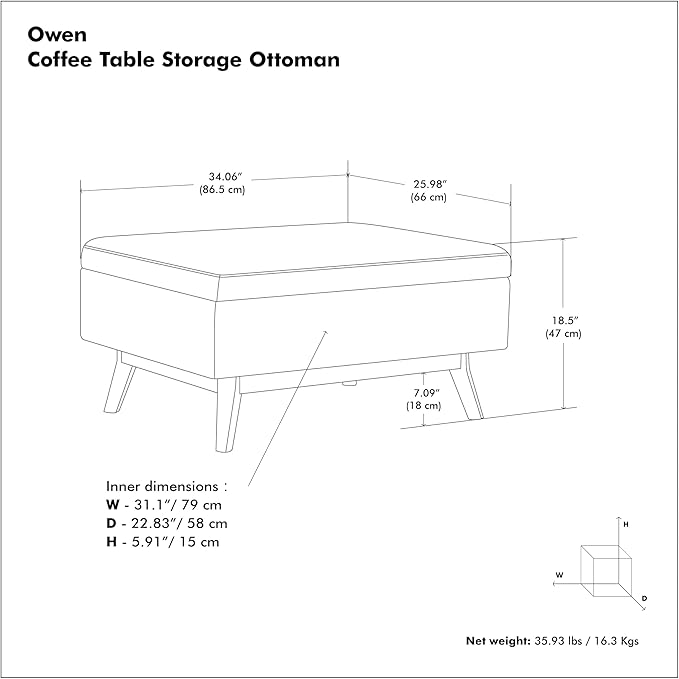 SIMPLIHOME Owen Coffee Table Storage Ottoman - Image 13