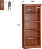 Furniwell Bookcase Bookshelves, 5-Shelf Tall Bookcase 71" Wood Open Display - Image 2