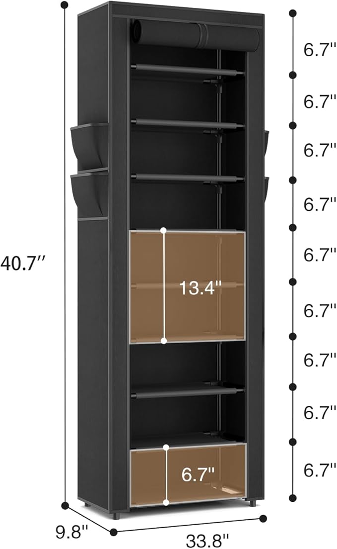 LANTEFUL Narrow Shoe Rack with Cover 10 Tier Tall Shoe Rack Organizer Large - Image 3
