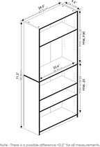 Furinno Jaya Book Shelf, 5-Tier Bookshelf, Tall Standing Bookcase - Image 2