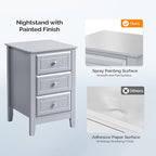 Bonnlo Gray Nightstand with 3 Drawers, Modern Night Stand - Image 5