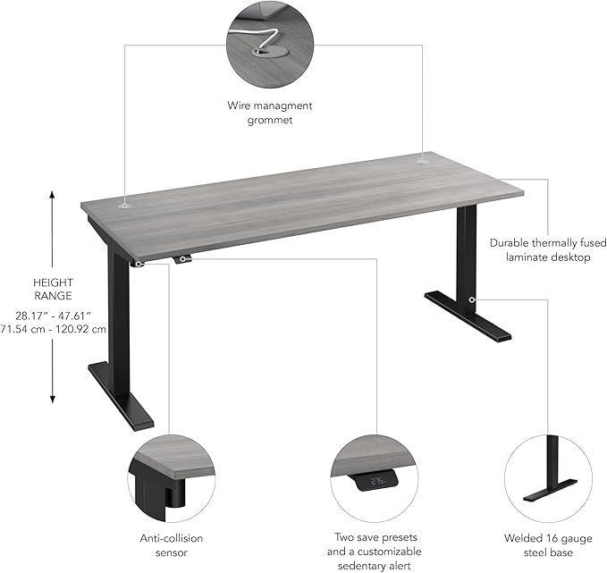 Bush Business Furniture 72-inch Electric Height Adjustable Standing Desk - Image 3