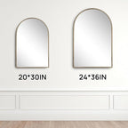 Antique Gold Arched Wall Mirror 20"x30", Ornate Beaded Metal Frame Bathroom - Image 3