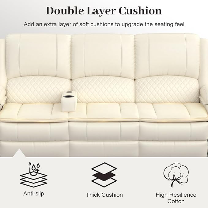 Yolsali Recliner Sofa, 3 Seater Manual Reclining Sofa - Image 5