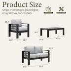 LayinSun Outdoor Aluminum Furniture Set, 4 Pieces Patio Sectional Conversation - Image 8