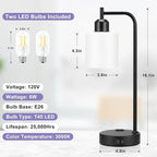 Industrial Touch Bedside Lamps for Bedrooms Set of 2 - Image 4
