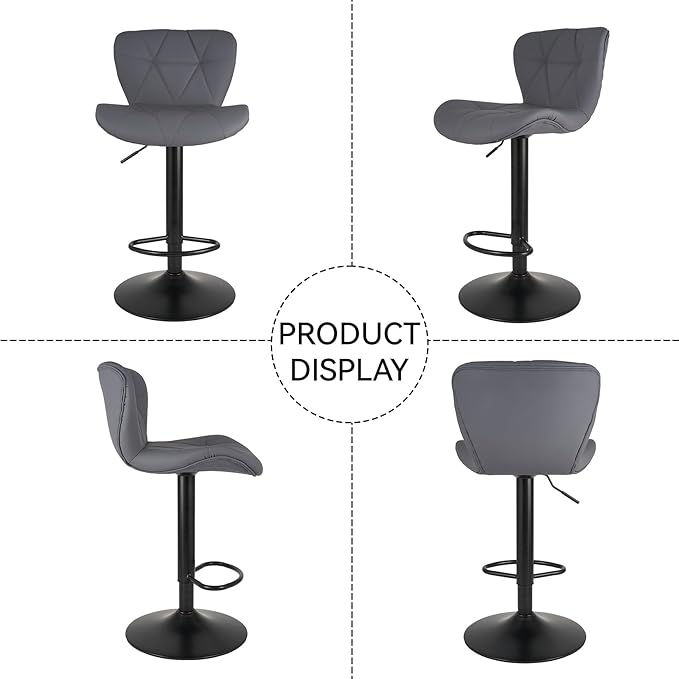 Nalupatio Modern Bar Stools Set of 2, Adjustable Faux Leather Upholstered - Image 5