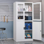 Metal Storage Cabinet with Doors and Shelves, 2 Adjustable Shelves, 4 Doors - Image 8