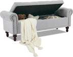 SOFTHION 58.1" Storage Bench Upholstered Velvet End of Bedroom Bed Bench Ottoman by SofthionDesign