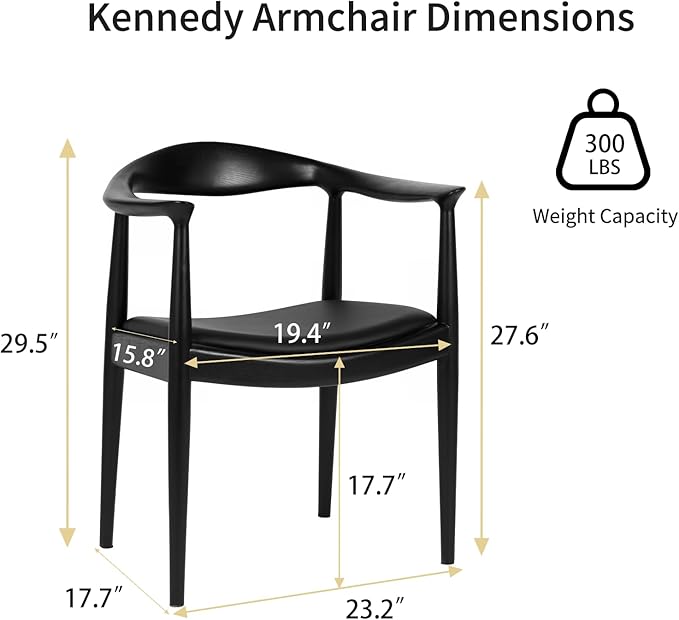 Kennedy Armchair, Mid Century Modern Dining Chair, PU Upholstered Kennedy Chair - Image 3