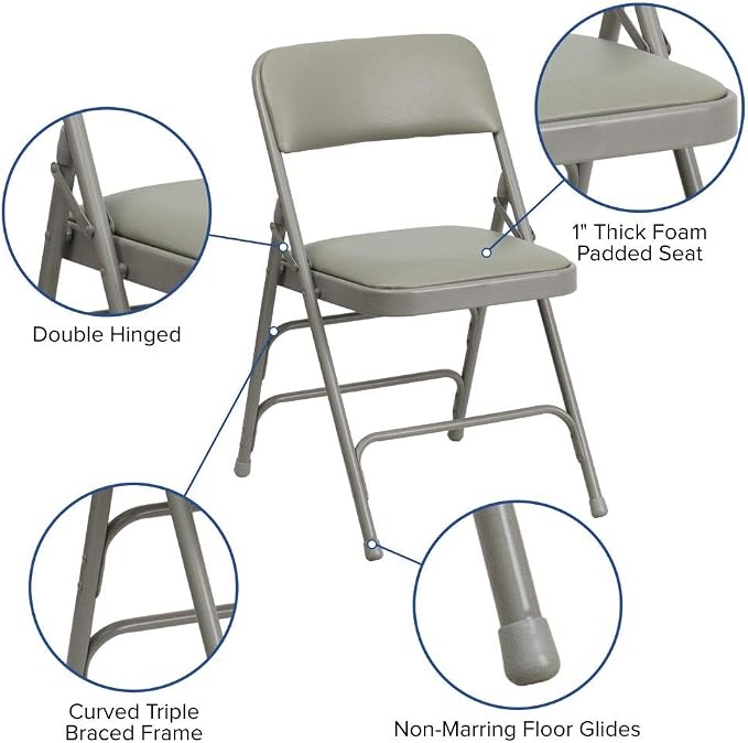 Flash Furniture 4 Pack HERCULES Series Curved Triple Braced & Double Hinged - Image 4