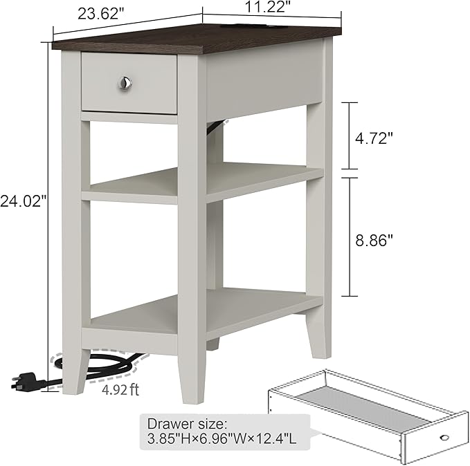 ChooChoo Farmhouse end Table Living Room Set of 2, Sofa Side Table Living Room - Image 3