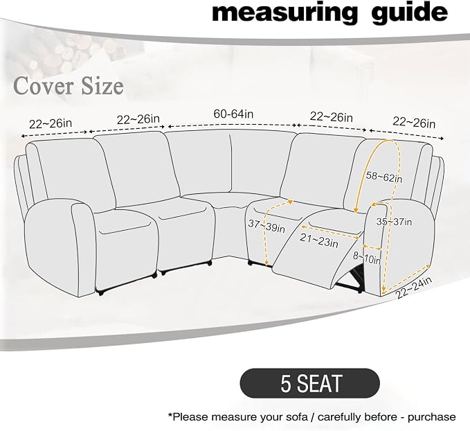 ALIECOM 100% Waterproof Recliner Sectional Couch Covers L Shape Stretch Corner - Image 3