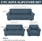 Peryiter 3 Pcs Couch and Loveseat Covers Set Sofa Cover - Image 2