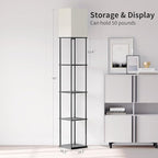 SUNMORY 5 Tier Floor Lamp with Shelves, Modern Square Standing Lamp with 3 - Image 5