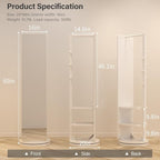 WoodsWhisper Full Length Mirror Coat Rack Solid Wood Floor Mirror 66"x12" Full - Image 2
