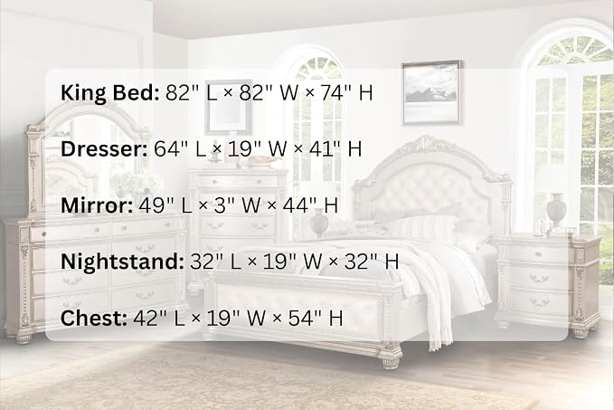 First of a Kind Evelyn Traditional 5 Piece King Bedroom Set - Image 7