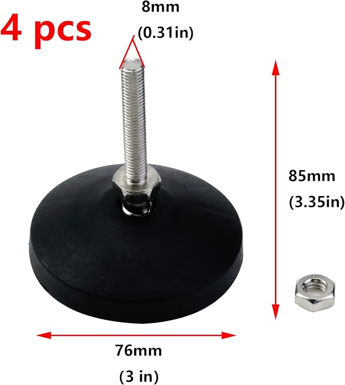 Antrader Heavy Duty Leveling Feet, M8×50 Adjustable Furniture Feet - Image 2