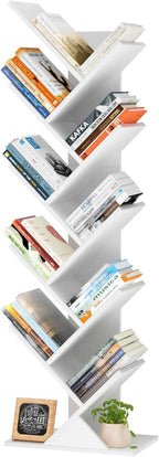 SHEEPAM 10 Tier Tree Book Shelf, Floor Standing Wood Bookshelf by SHEEPAM