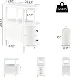 Narrow End Side Table with 2 Storage Drawers and Open Shelf, Retro Vintage Slim - Image 3