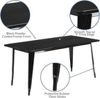 Flash Furniture Charis Commercial Grade 31.5" x 63" Rectangular Black Metal - Image 4